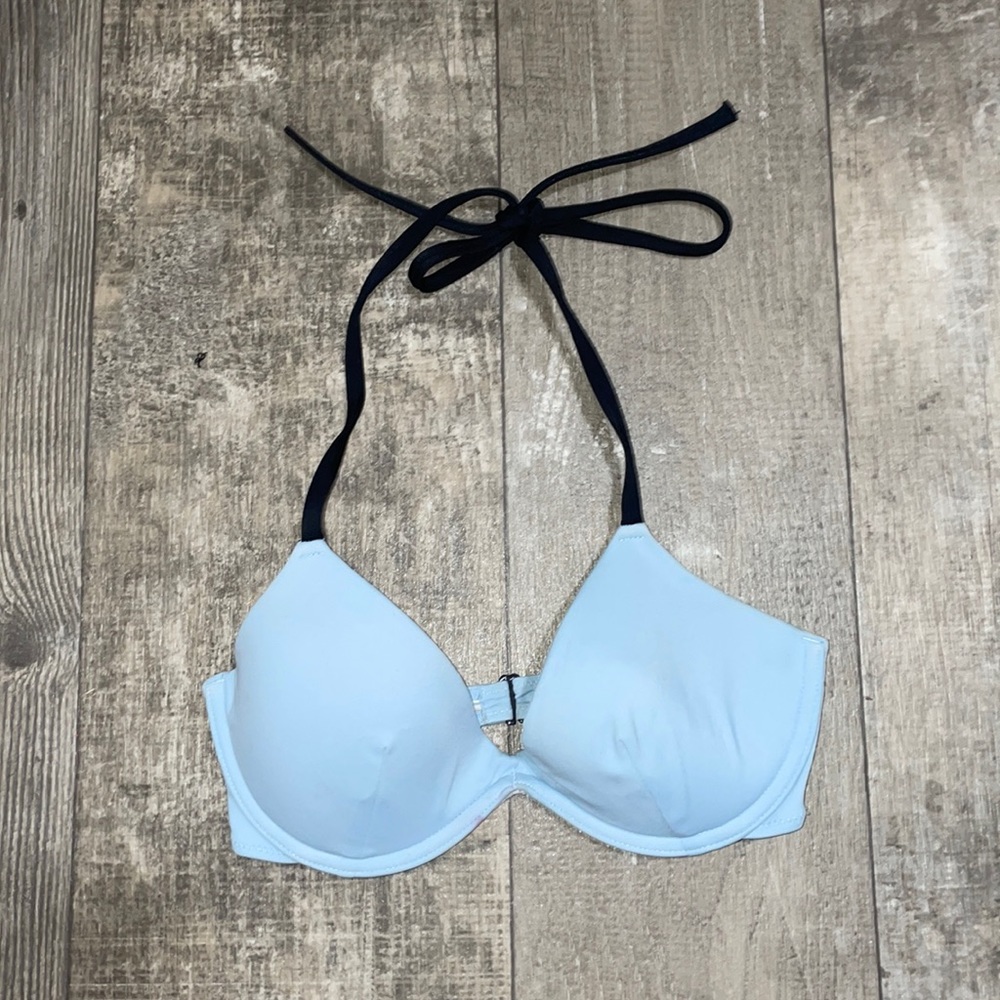 Pink sky blue tie swimming top